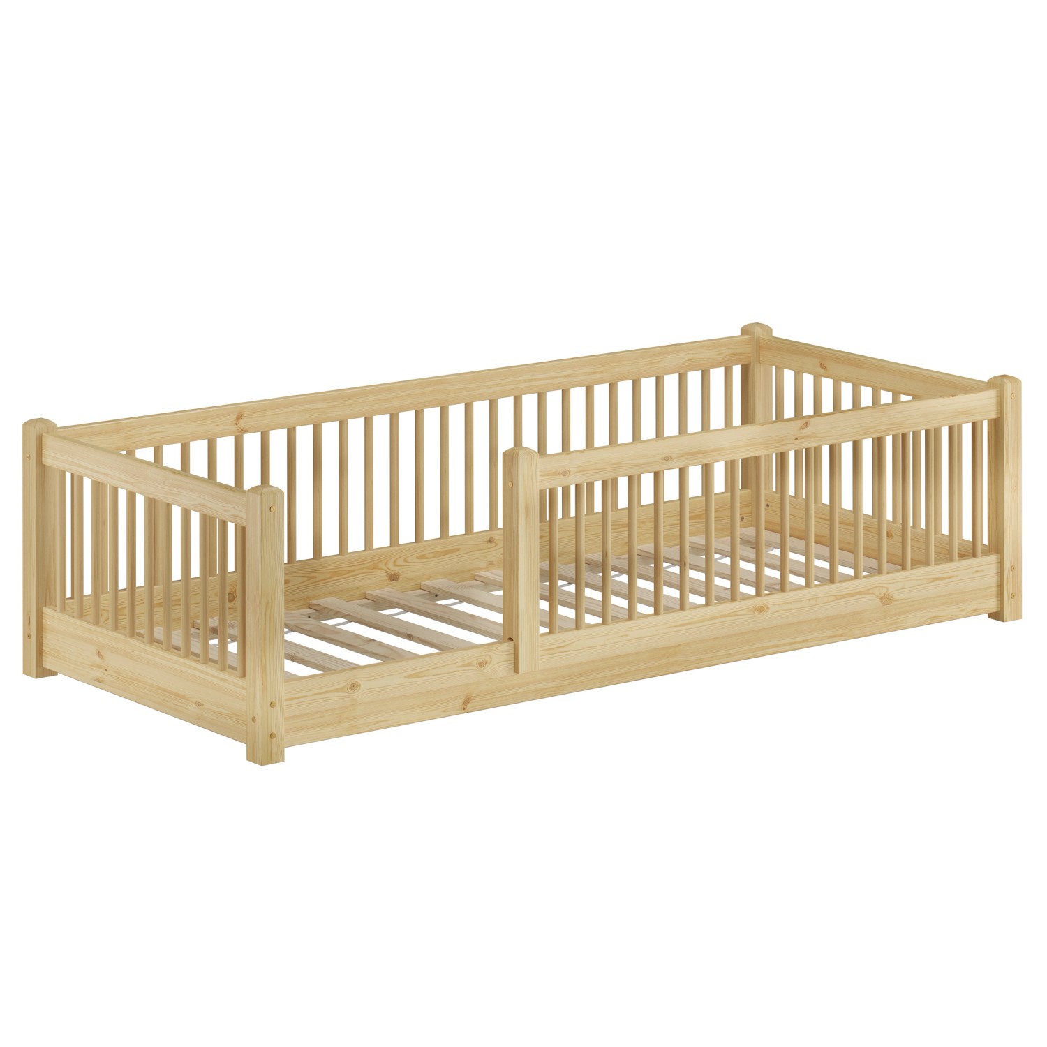 Erst-Holz Kinderbett 80 x 190 cm Niedriges Bodenbett Kiefer Massiv Kleinkin günstig online kaufen