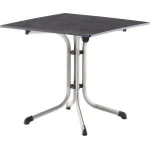 Sieger Boulevard Klapptisch, 80x80 cm, Graphit. Gartentisch mit wetterfester Vivodur-Tischplatte und Stahlgestell.