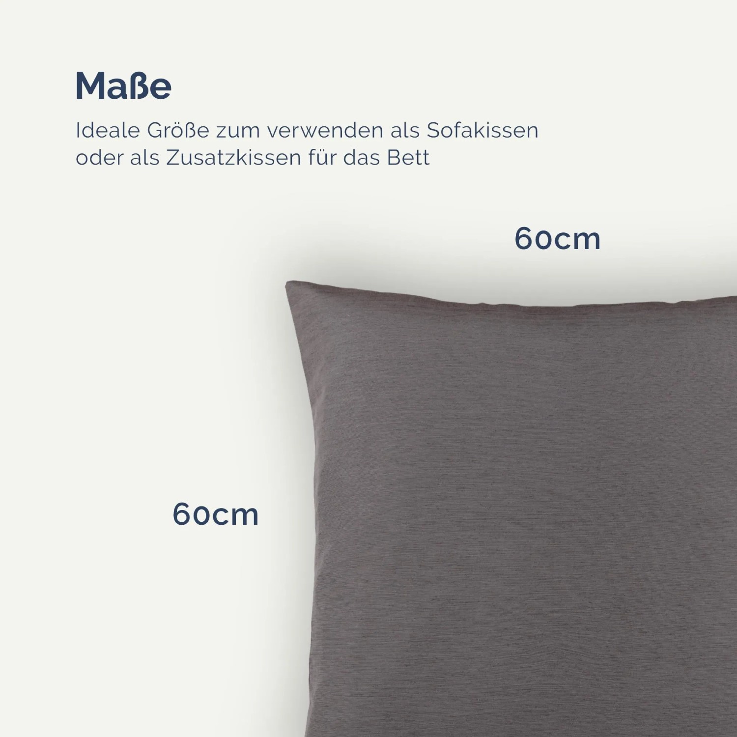 Bestlivings Kissenhülle Joy, 60x60 cm, grau. Dekokissen für Sofa, Bett oder Gartenmöbel.