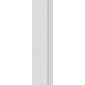 Feinsteinzeug Trittstufe Pebblestone, weiß matt, 30x120 cm. Bodenfliese mit Rillen.