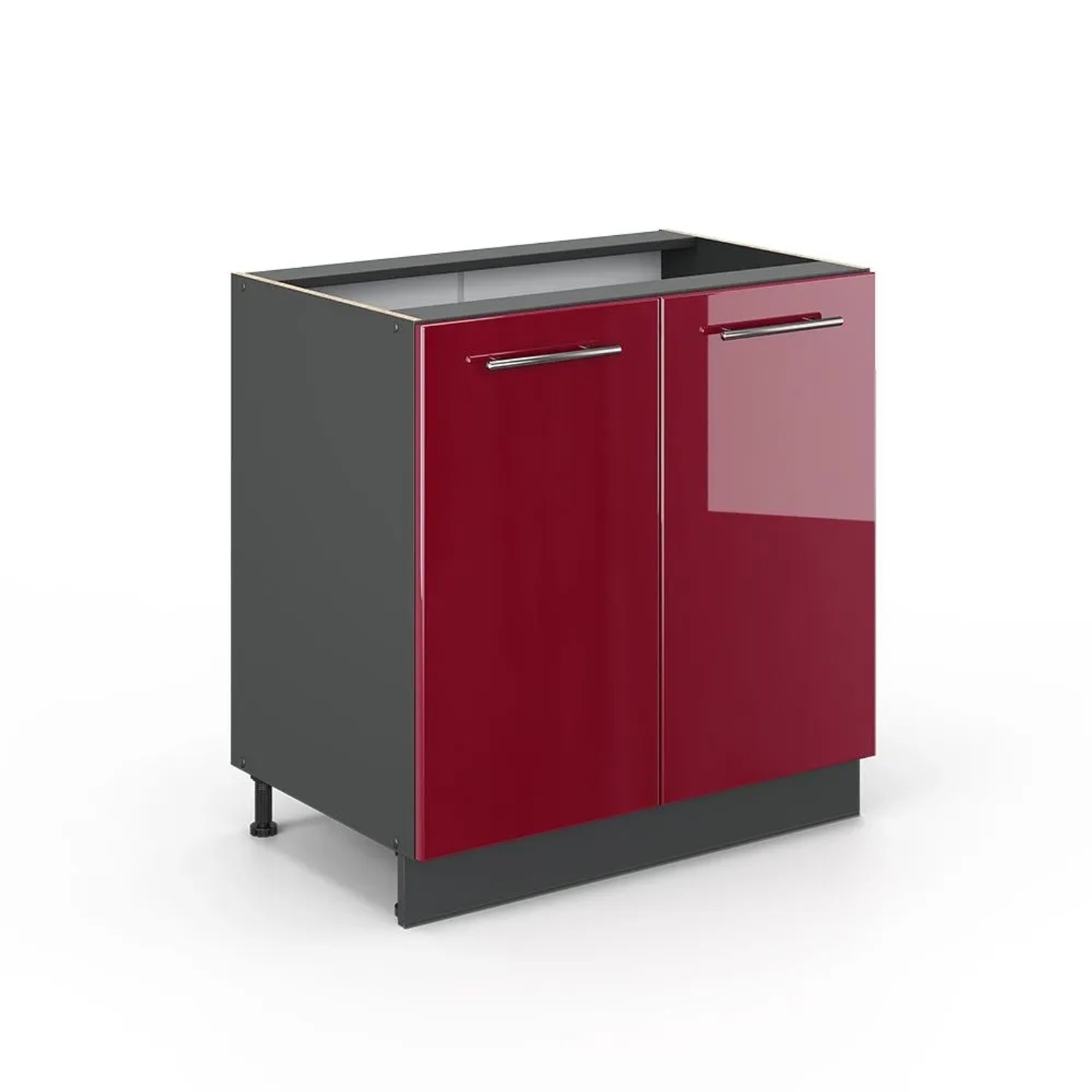 Vicco Küchenunterschrank Fame-Line Bordeaux Hochglanz/Anthrazit 80 x 82 ohne Arbeitsplatte
