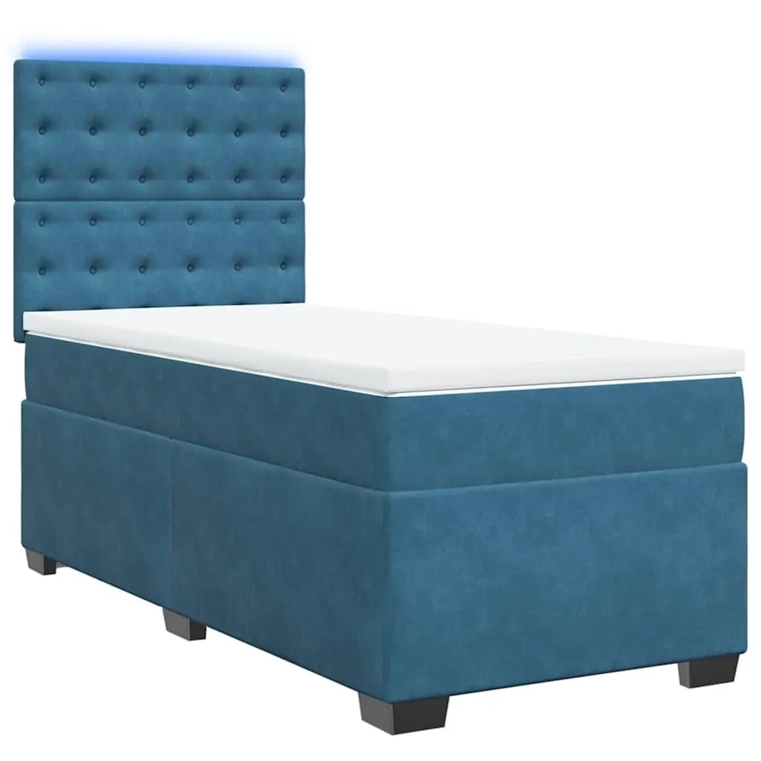 vidaXL Boxspringbett mit Matratze Blau 90x200 cm Samt 3293126