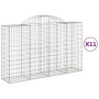 vidaXL Gabionen mit Hochbogen, 11er Set, 200x50x120/140cm, aus verzinktem Eisen.