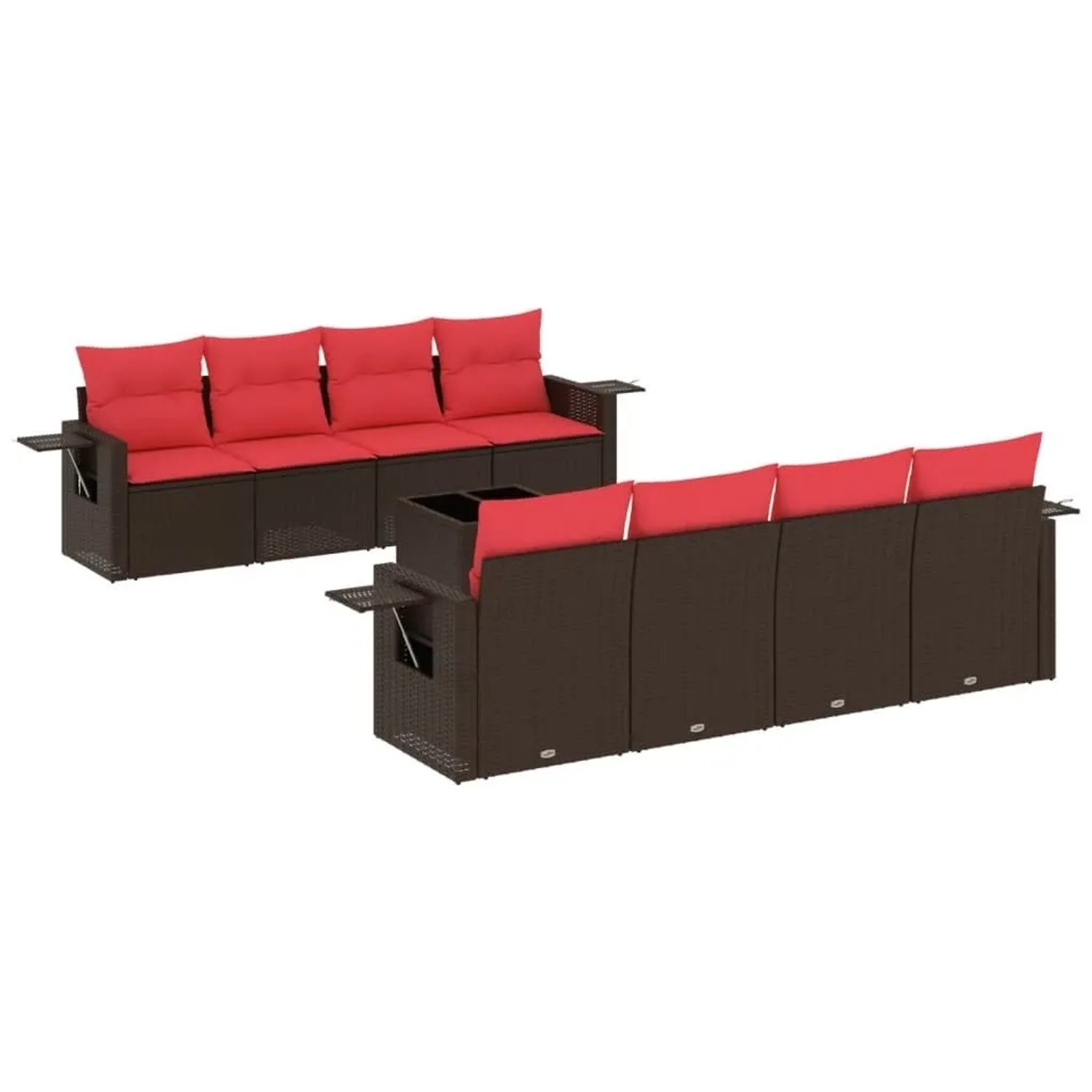 vidaXL 9-Tlg Gartensofa-Set mit Kissen Braun Polyrattan 3219953 günstig online kaufen