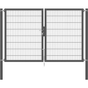 Anthrazitfarbenes Doppeltor Flexo Plus 250x160 cm mit Pfosten für Gartenzäune.