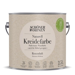 Schöner Wohnen Naturell Kreidefarbe Rosenduft 2,5l Dose. Pudermatte Wandfarbe, auch für Möbel.