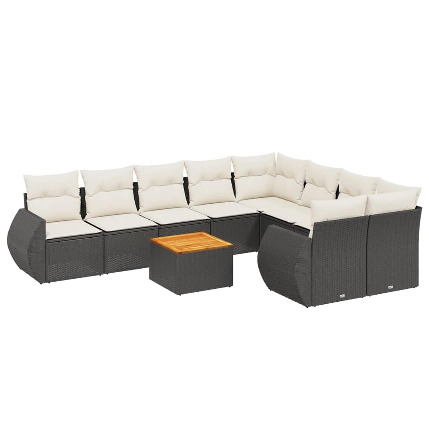 vidaXL 10-Tlg Garten-Sofagarnitur mit Kissen Schwarz Poly Rattan 3225160 günstig online kaufen