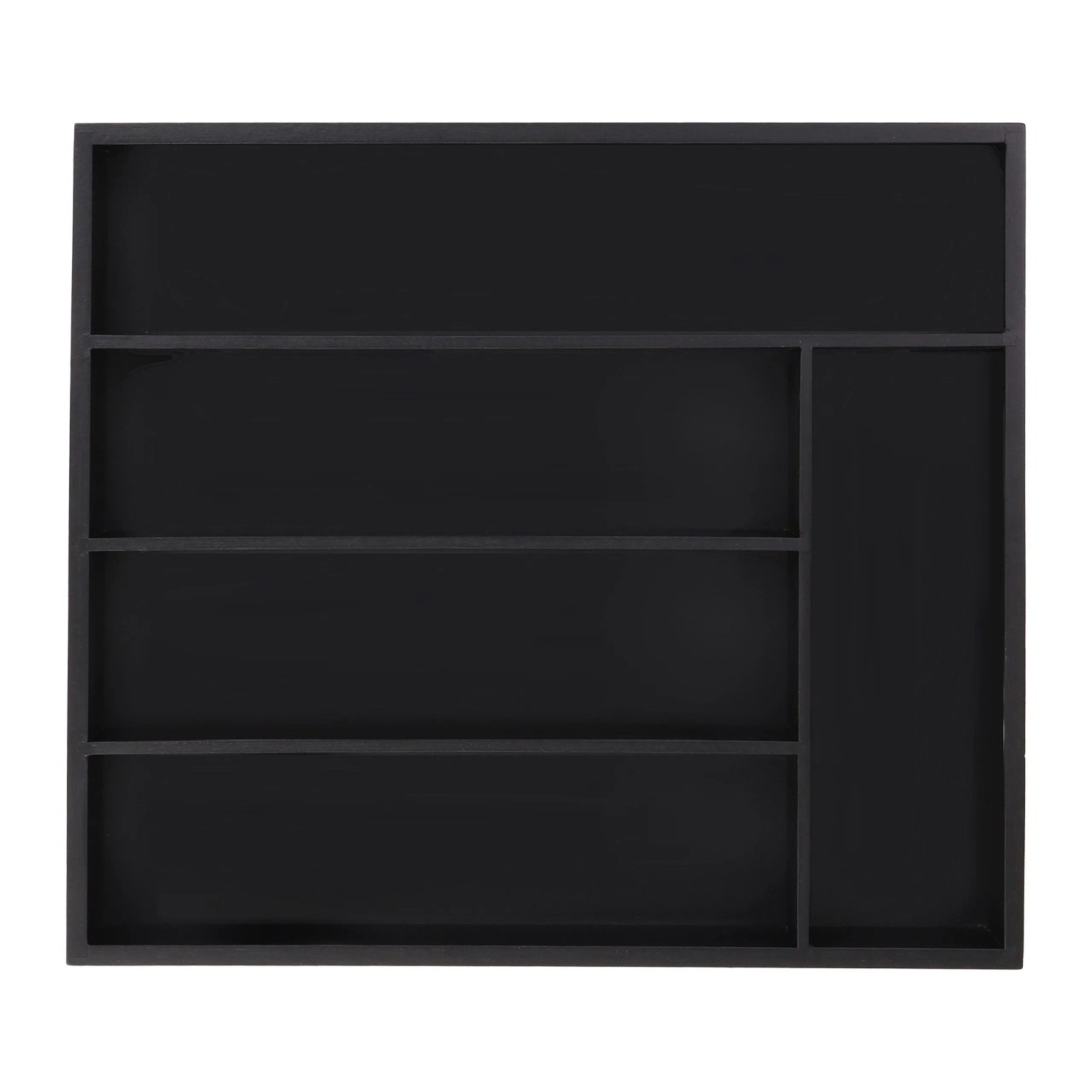 Relaxdays Besteckkasten Bambus Schwarz 5 Fächer 34 cm x 30 cm x 5 cm 620 g