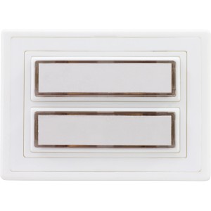 Weiße REV Klingelplatte mit 2 beleuchteten Namensschildern für die Aufputzmontage.