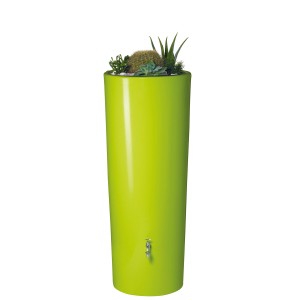 Garantia Regenwasser-Behälter 2in1 Color 350 l Apple, bepflanzt mit Kakteen und Sukkulenten.