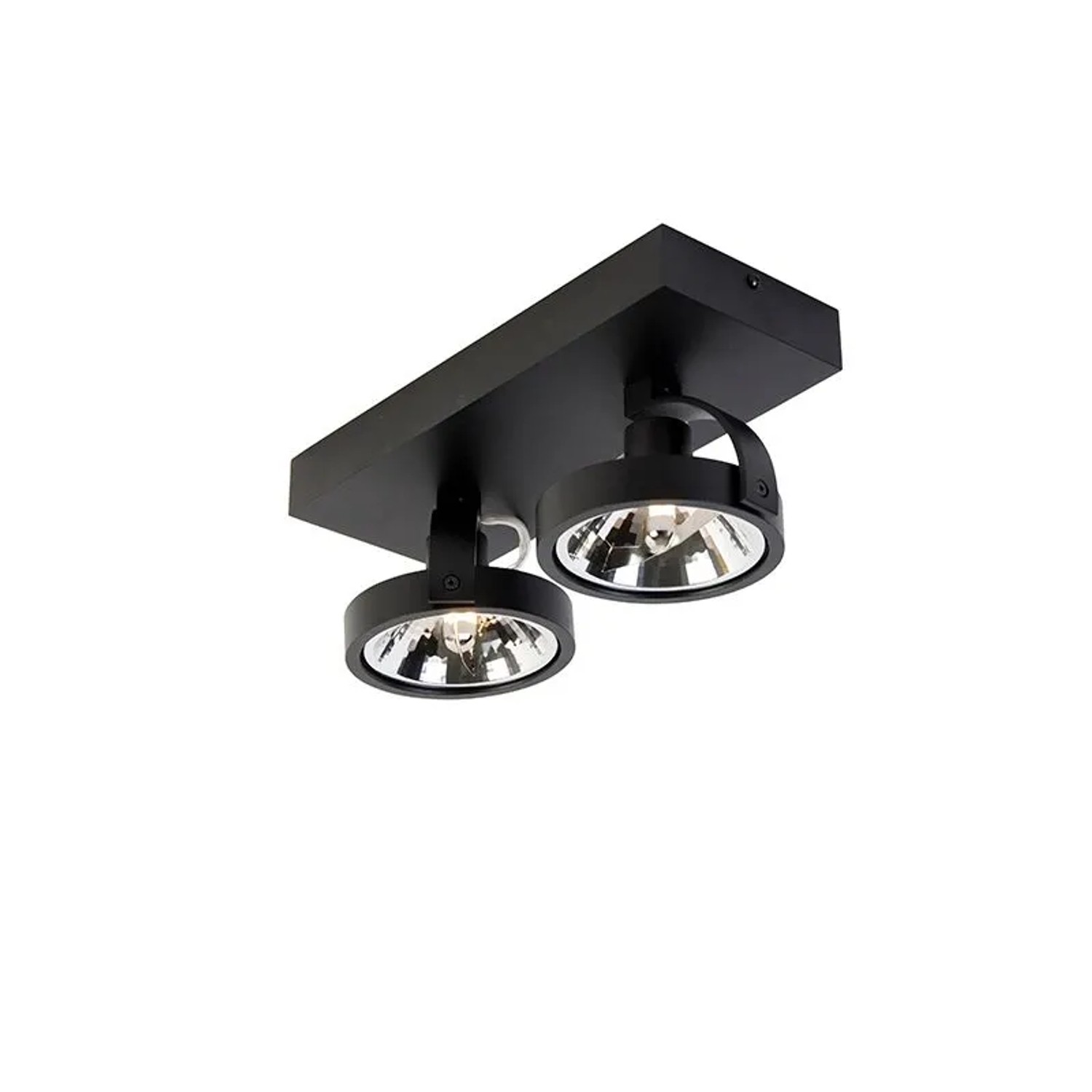 Schwarzer QAZQA Design Spot „Go“ mit 2 verstellbaren Lampen. Ideal als Deckenleuchte.