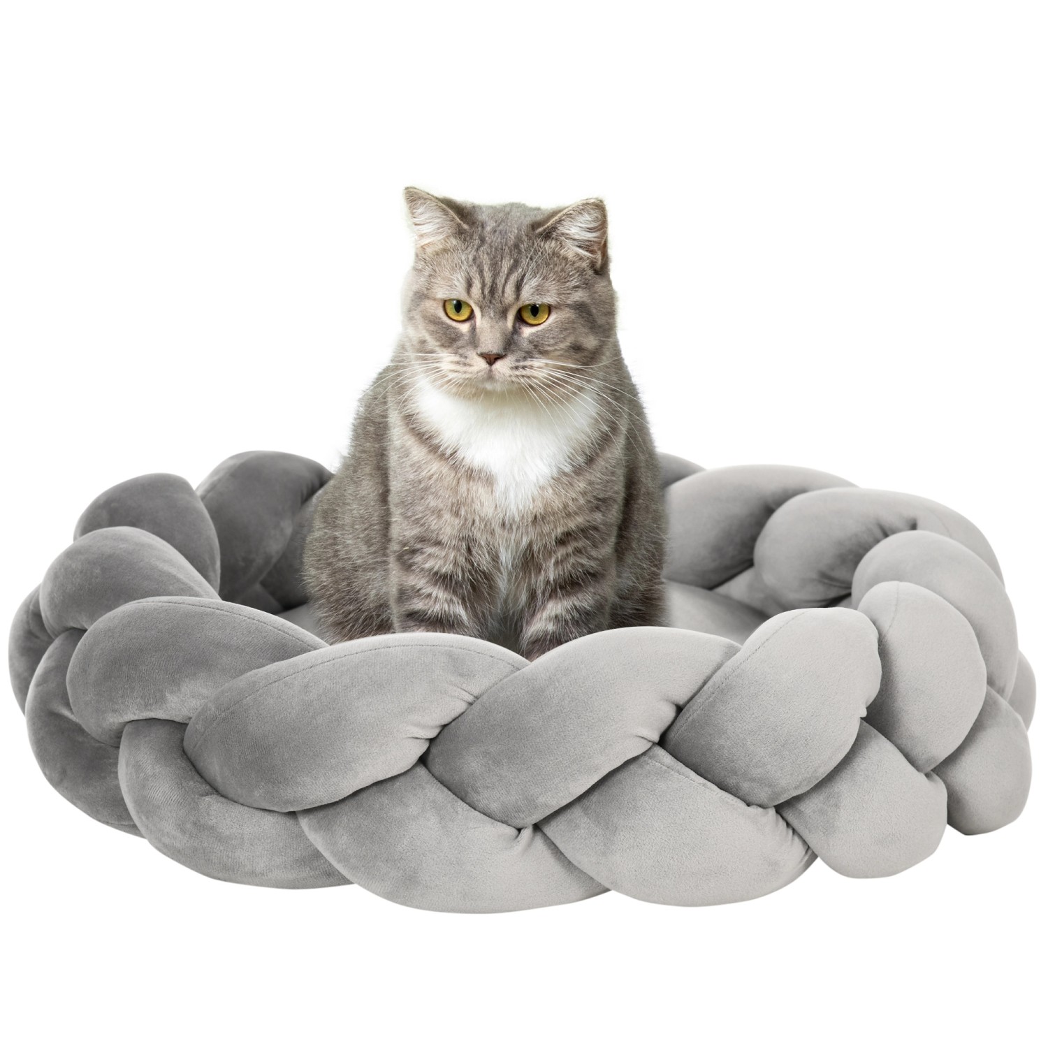 PawHut Katzenbett Waschbar Donut Kissen Ø55 x 14 cm