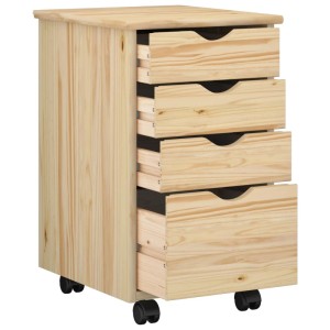 vidaXL Rollschrank Mit Rad Braun 34 x 39 x 56 cm Massives Kiefernholz 42032388