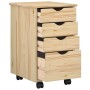 vidaXL Rollschrank Mit Rad Braun 34 x 39 x 56 cm Massives Kiefernholz 42032388_3