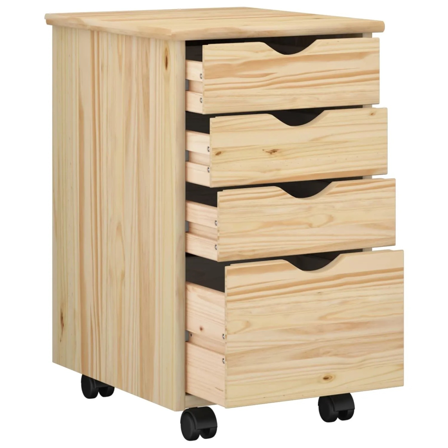vidaXL Rollschrank Mit Rad Braun 34 x 39 x 56 cm Massives Kiefernholz 42032388_3