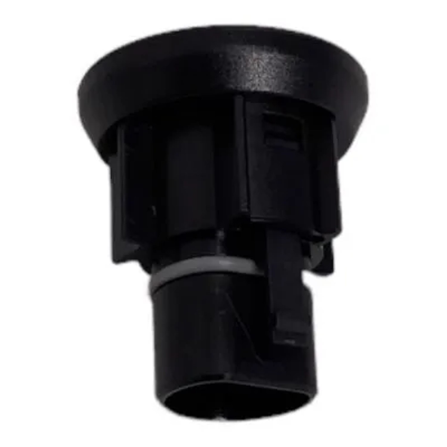 Schwarzer Abdeckungsstecker für Kabel einer Balkonsolaranlage, Kunststoff, 3,2x3,2x4 cm.