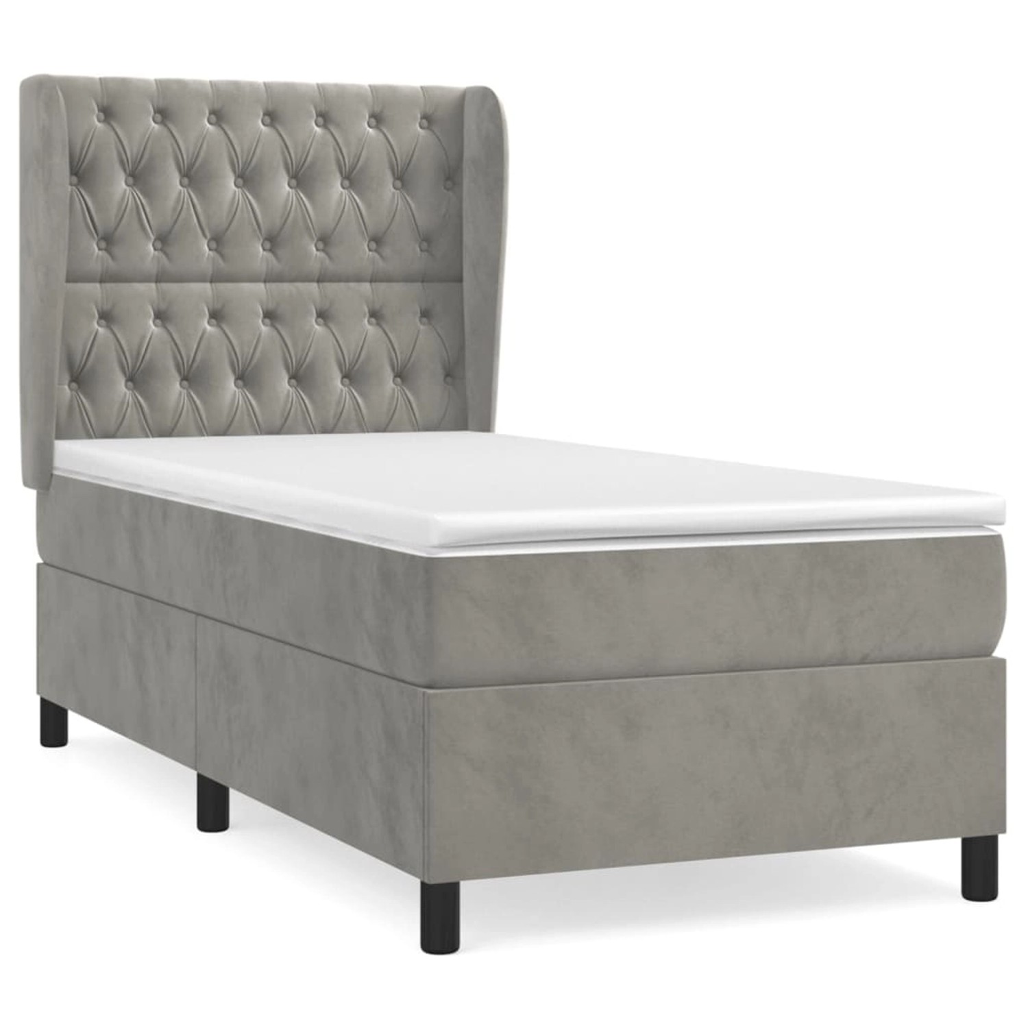 vidaXL Boxspringbett Boxspringbett mit Matratze Hellgrau 100x200 cm Samt Be günstig online kaufen