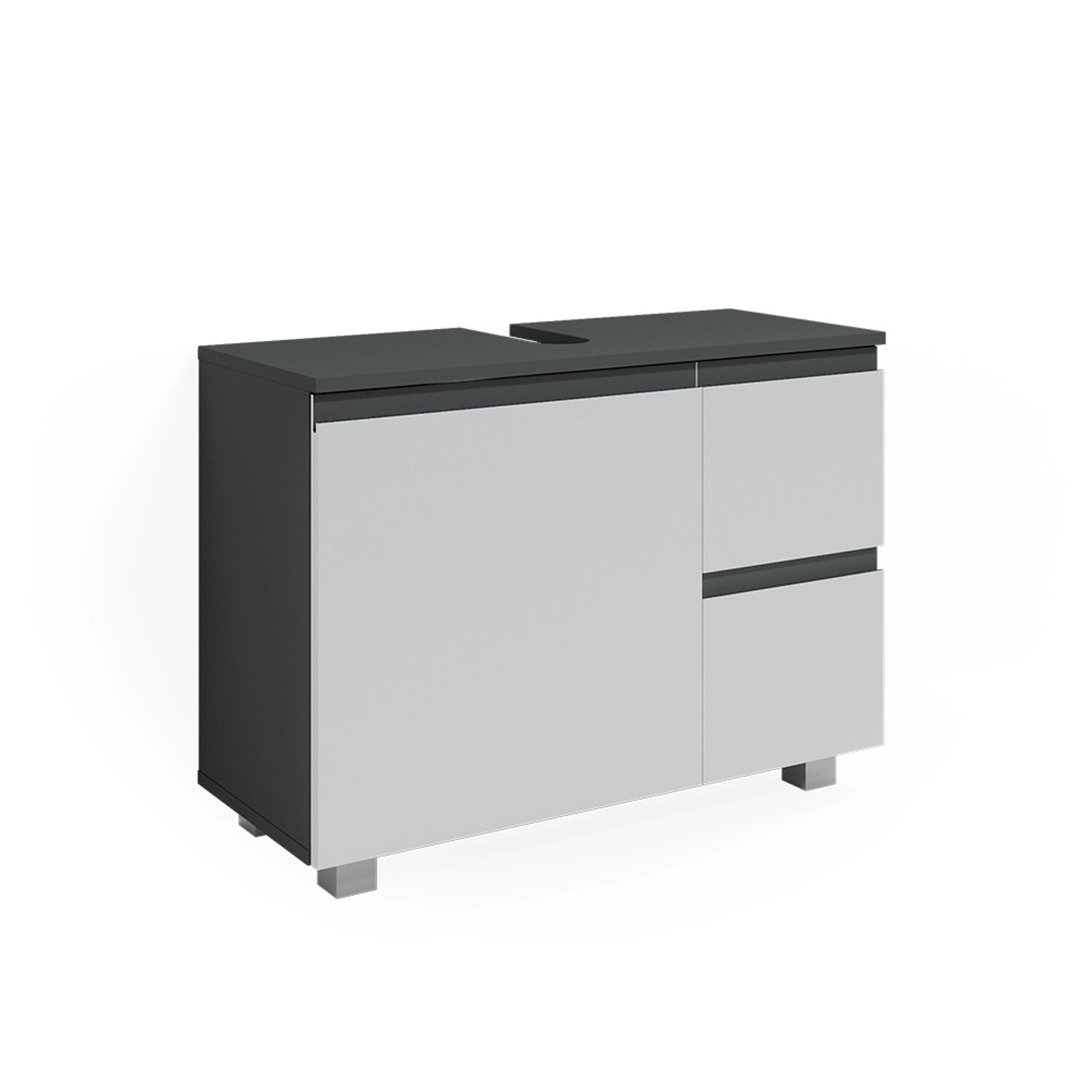 Vicco Waschbeckenunterschrank J-Shape Weiß/Anthrazit 80 x 61 cm günstig online kaufen