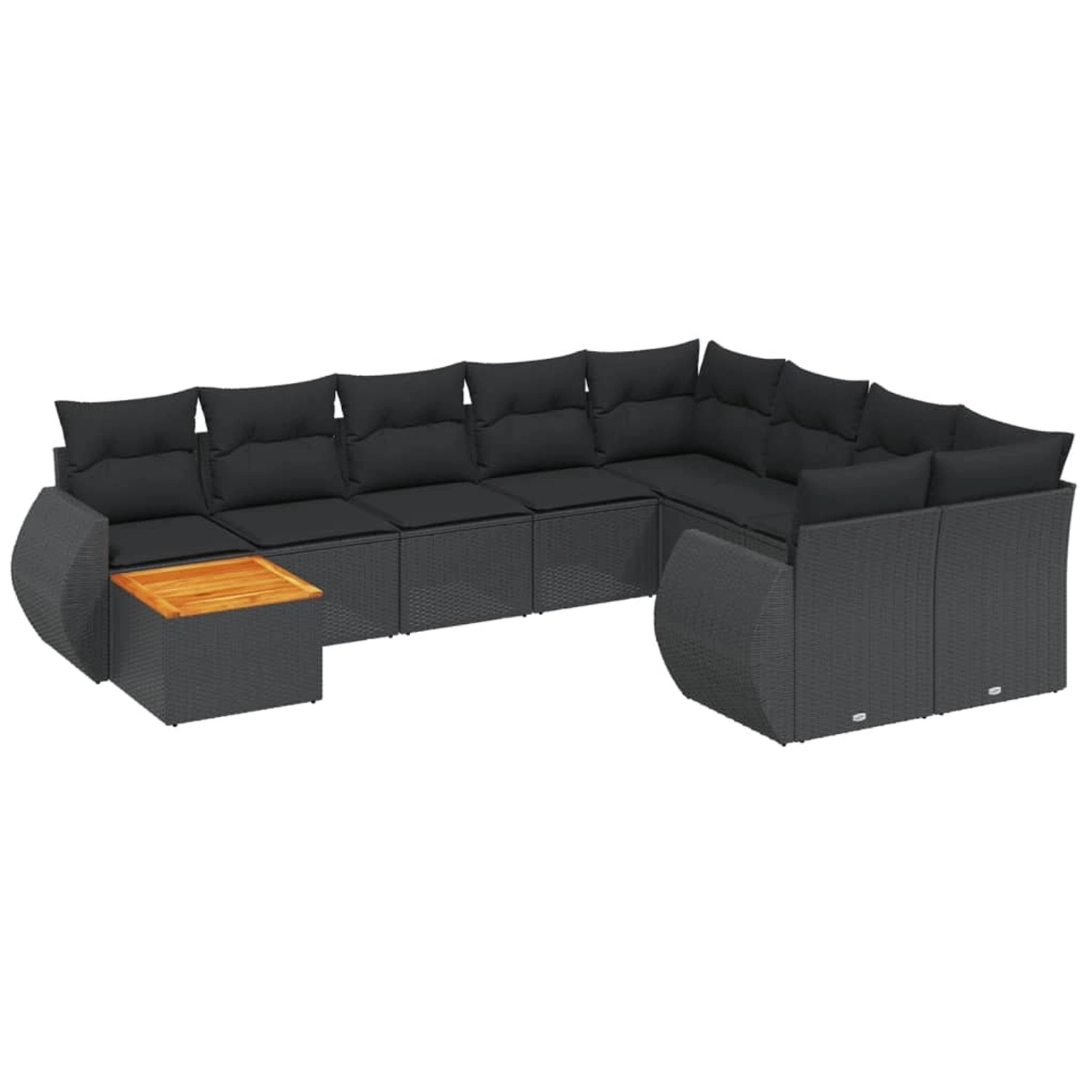 vidaXL 10-Tlg Garten-Sofagarnitur mit Kissen Schwarz Poly Rattan 3257497 günstig online kaufen