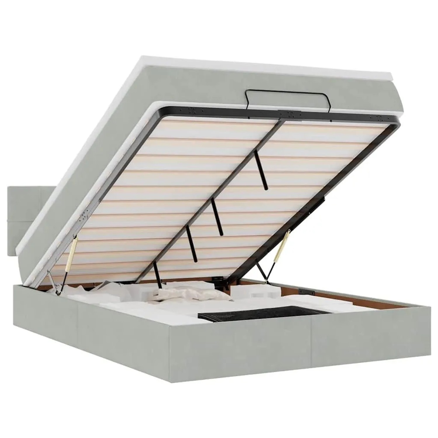 vidaXL Ottoman-Bett mit Matratze Hellgrau 140x200 cm Samt 3311777