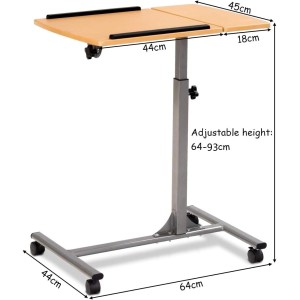 Costway Laptoptisch Höhenverstellbar und Neigungsverstellbar Natur