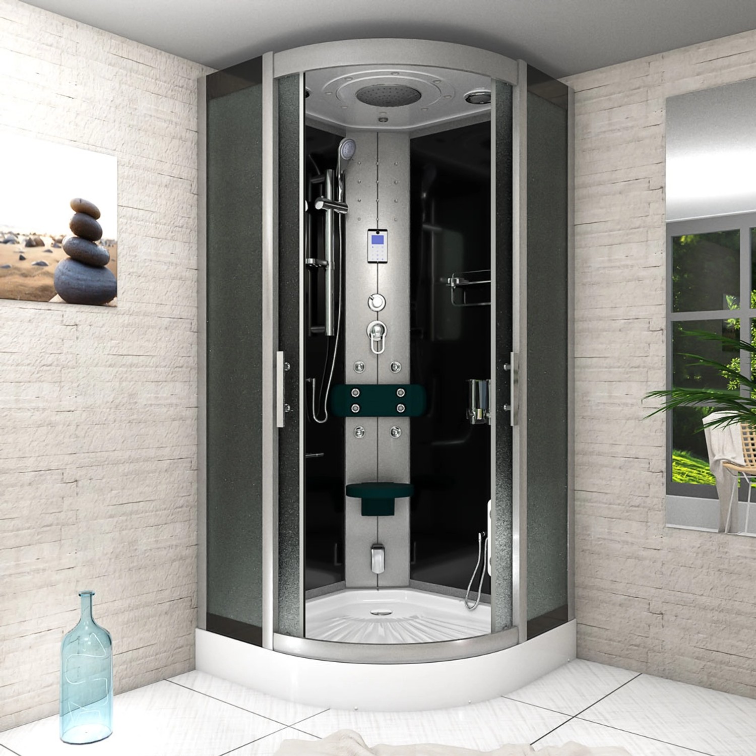 AcquaVapore Duschkabine 80x80 mit Regendusche, Handbrause und Massagedüsen.