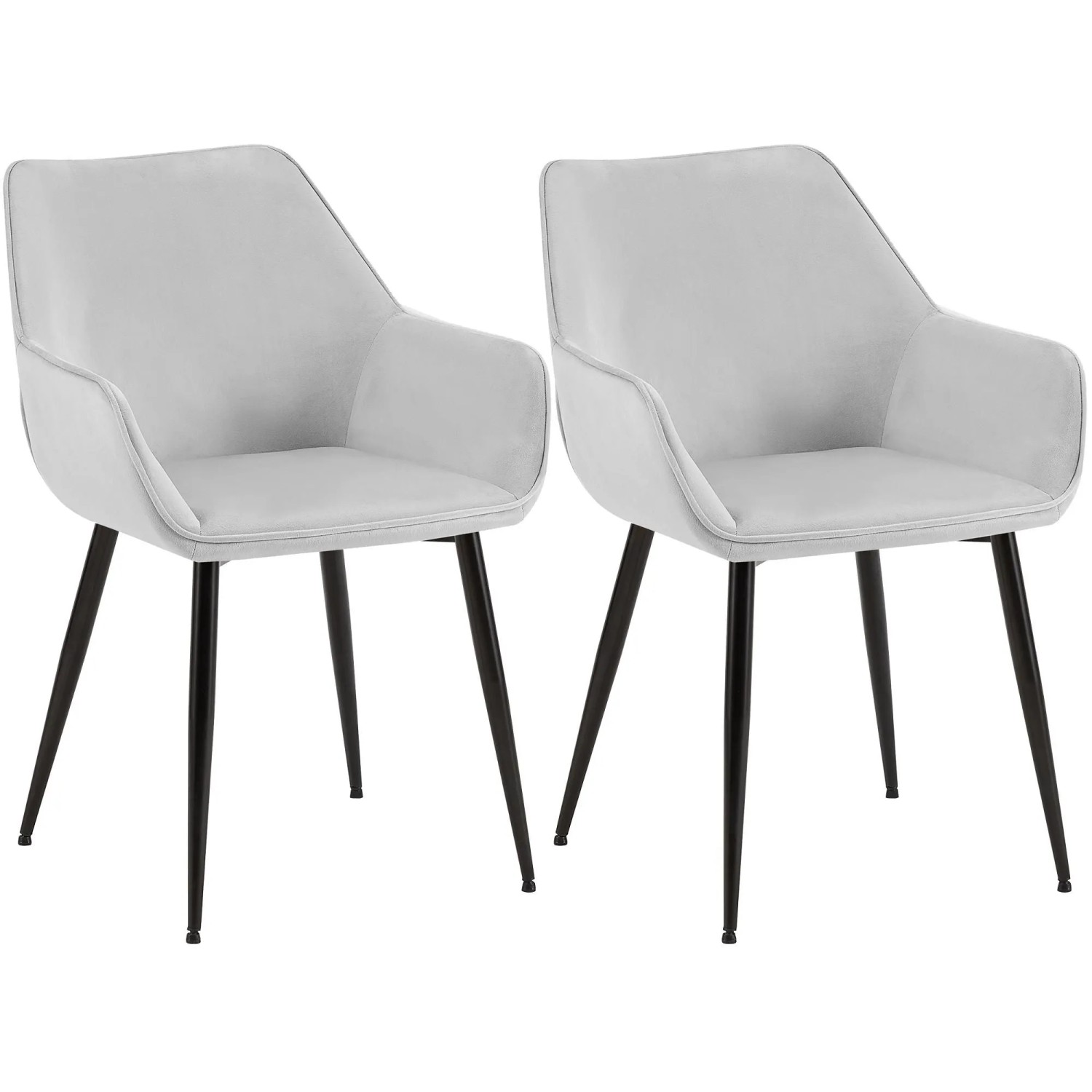 DELUKE 2er Set Esszimmerstuhl HORID Samt Hellgrau 52x63x82cm Essstühle Esszimmerstühle Küchenstühle Wohnzimmerstühle