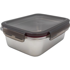 Rechteckige Steuber Edelstahldose mit transparentem PP-Deckel, 650 ml, für Küche & Aufbewahrung.