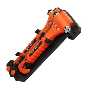 First Aid Only Notfallhammer 2er Set mit Gurtschneider und Halterung, neonorange.