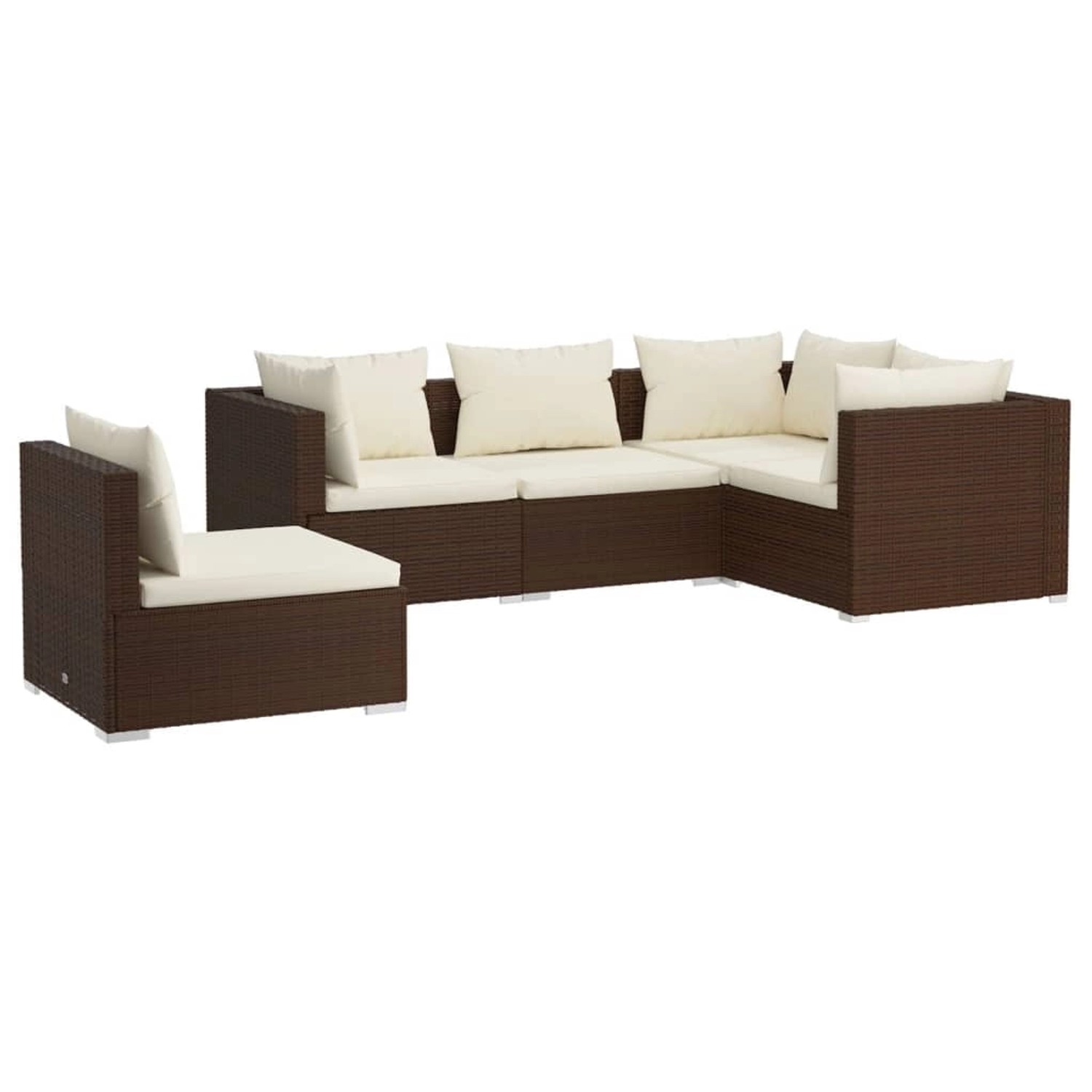 Vidaxl 5-tlg. Garten-lounge-set Mit Kissen Poly Rattan Braun günstig online kaufen