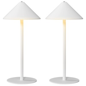 2er Set HOMCOM Tischlampen, aufladbare Nachttischleuchten mit 3 Lichtfarben, weiß.