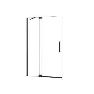 Duschparadies Walk In Duschtür, 86x195cm, Drehtür, 8mm Nano Glas, Schwarzrahmen