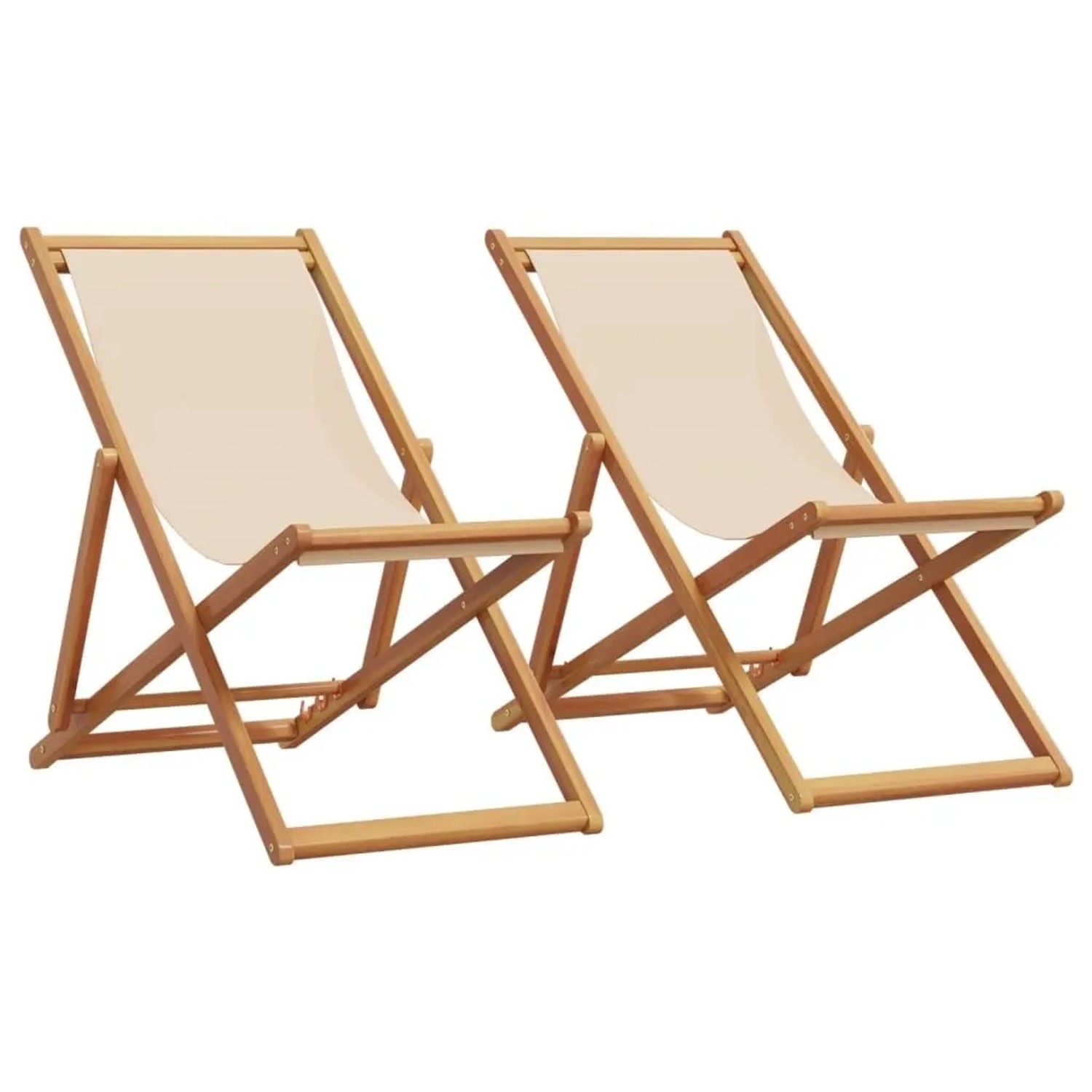 vidaXL Strandstühle 2 Stk Klappbar Beige Stoff und Massivholz 3214498