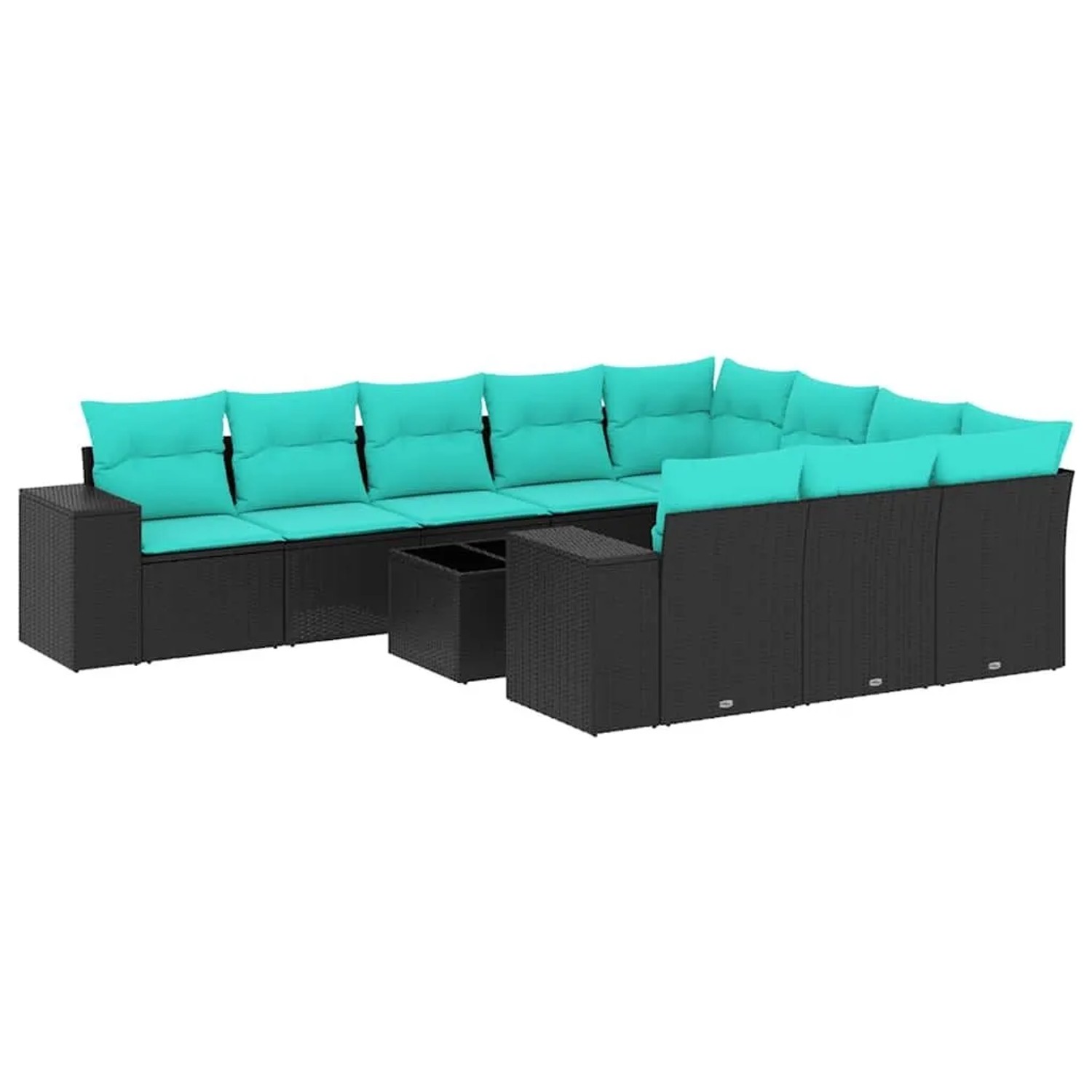 vidaXL 11-Tlg Gartensofa-Set mit Kissen Schwarz Polyrattan 3223096 günstig online kaufen