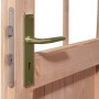 Detailaufnahme: Tür mit Griff des Karibu Holz-Gartenhauses Karlskoga 4 Natur.