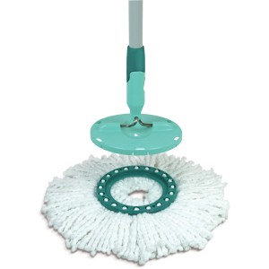 Leifheit Clean Twist Mop Ersatzkopf aus Mikrofaser, weiß und türkis, für Reinigungsgeräte.
