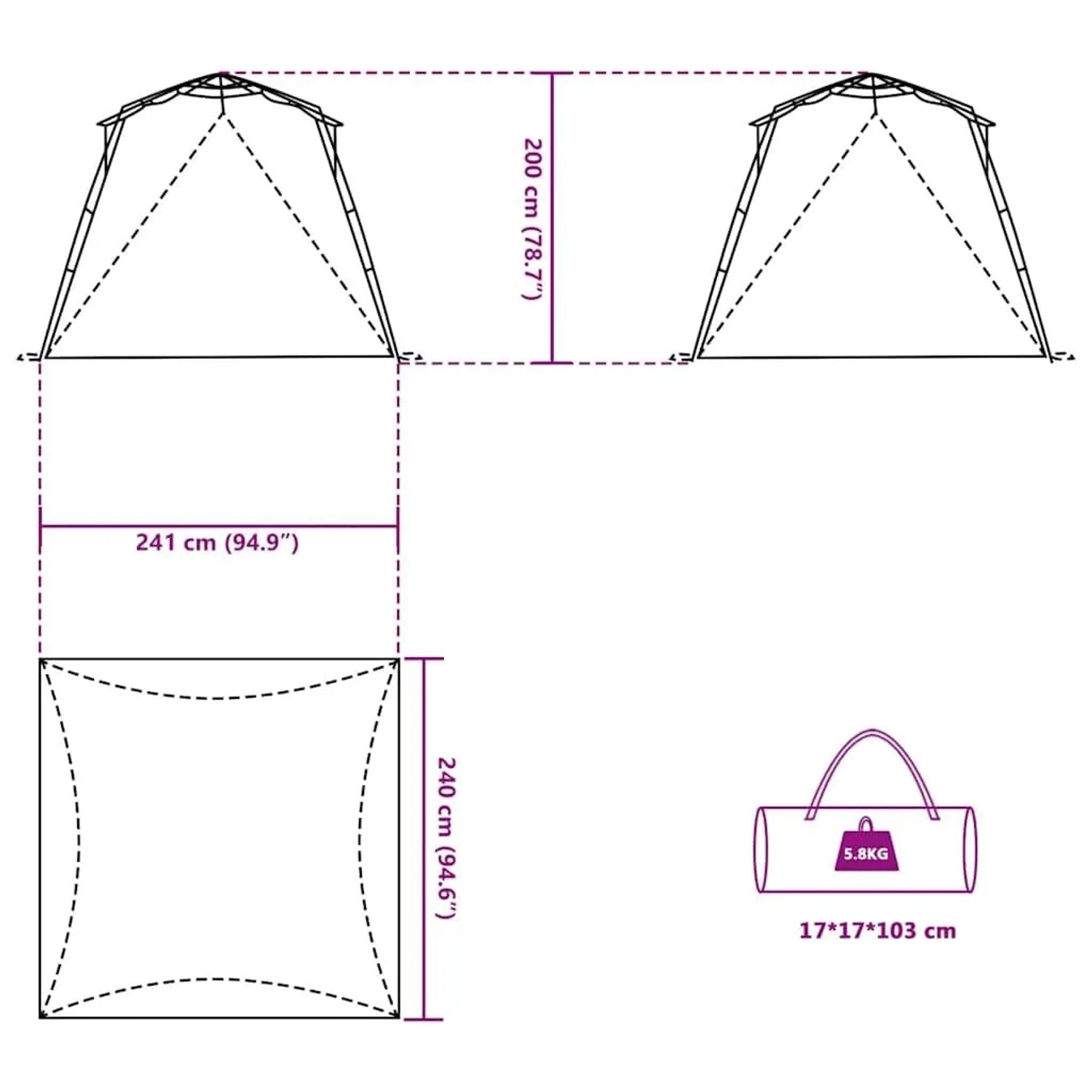 vidaXL Strandzelt 4 Personen Seegrün Quick Release Wasserdicht 4005306_16