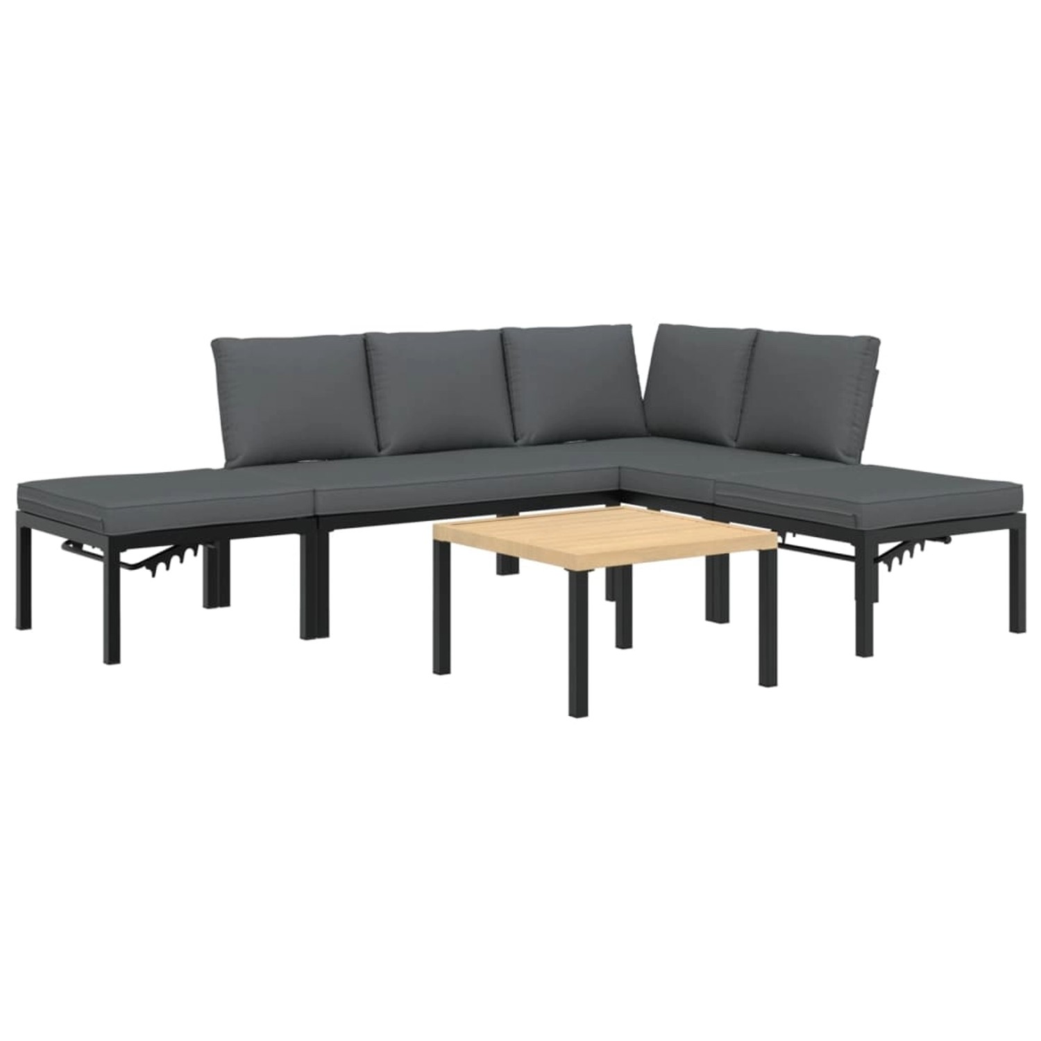 vidaXL 5-tlg Garten-Sofagarnitur mit Kissen Schwarz Aluminium Modell 3 günstig online kaufen