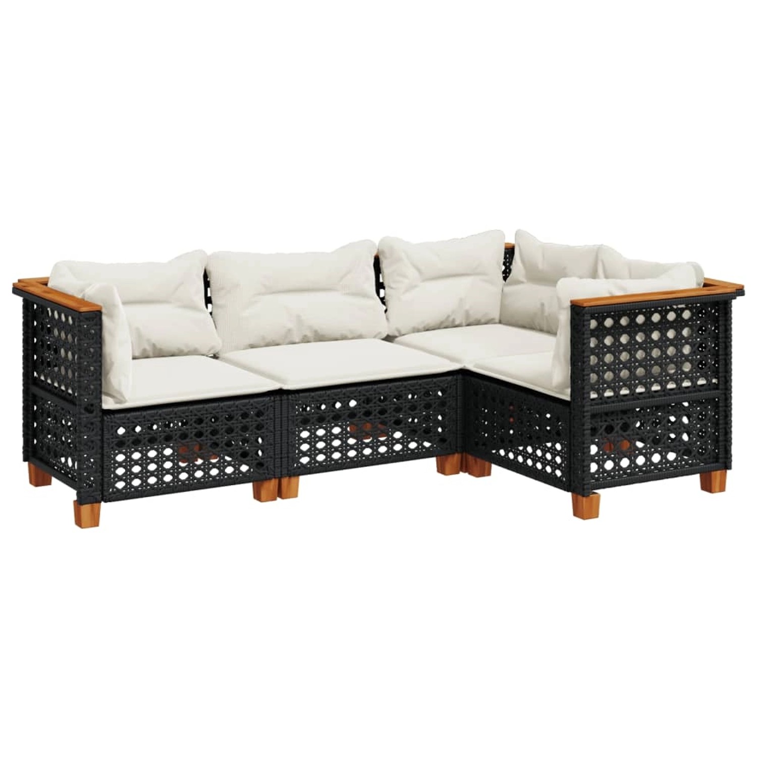 vidaXL 4-Tlg Garten-Sofagarnitur mit Kissen Schwarz Poly Rattan 3261800 günstig online kaufen