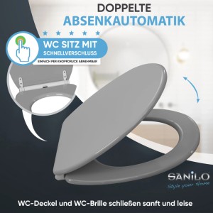 SANILO WC Sitz mit Absenkautomatik Top Fix Grau