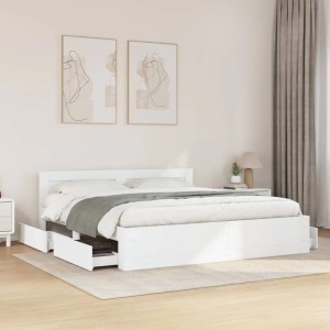 vidaXL Bettgestell mit Kopfteil ohne Matratze Weiß 200x200 cm 3295534