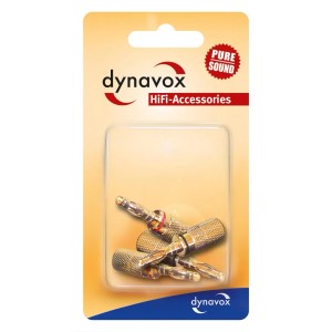 Dynavox Bananenstecker X-4003, 4er-Set, vergoldet für Hi-Fi-Anwendungen.