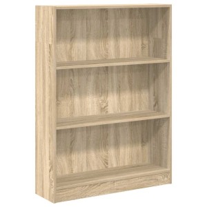 vidaXL Bücherregal Sonoma-Eiche mit 3 offenen Fächern aus Holzwerkstoff. Modernes Standregal.
