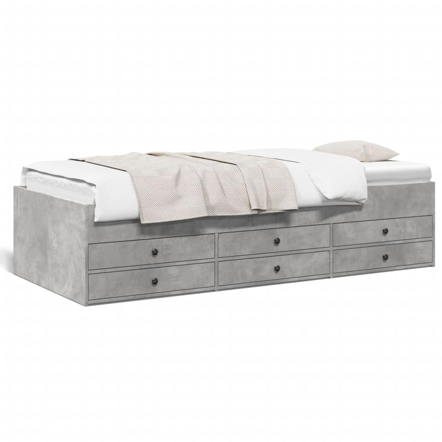 vidaXL Tagesbett mit Schubladen ohne Matratze Betongrau 75x190 cm 3280891