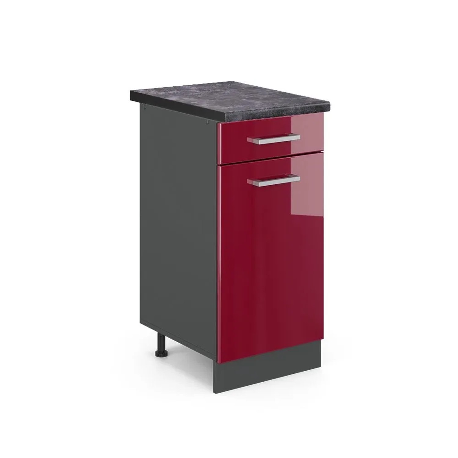 Vicco Küchenunterschrank R-Line Rot Hochglanz 40 x 82 AP Anthrazit Opt3