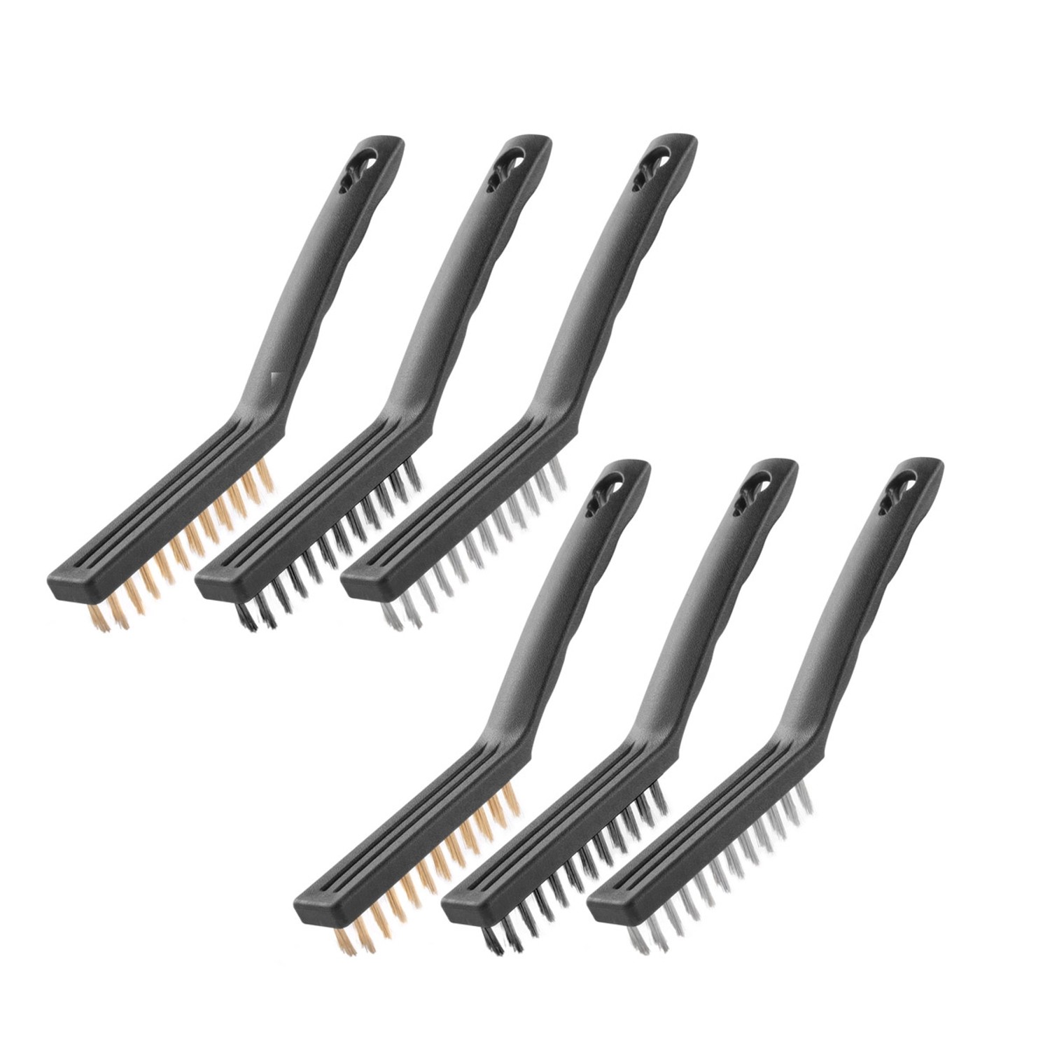 STAHLWERK Drahtbürsten Set 220 mm 9 Zoll 6 Teiliger Bürstensatz