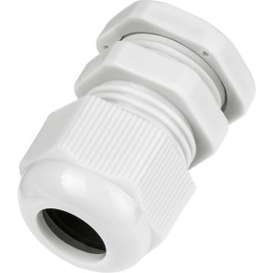 Graue Kabelverschraubung M20 aus Kunststoff, 5er-Set für Verteilerkästen.