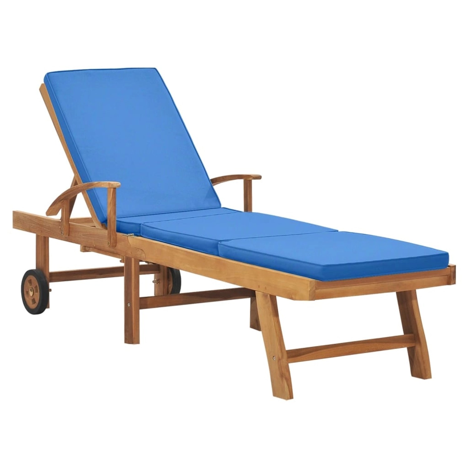 vidaXL Sonnenliege mit Auflage Massivholz Teak Blau 48025