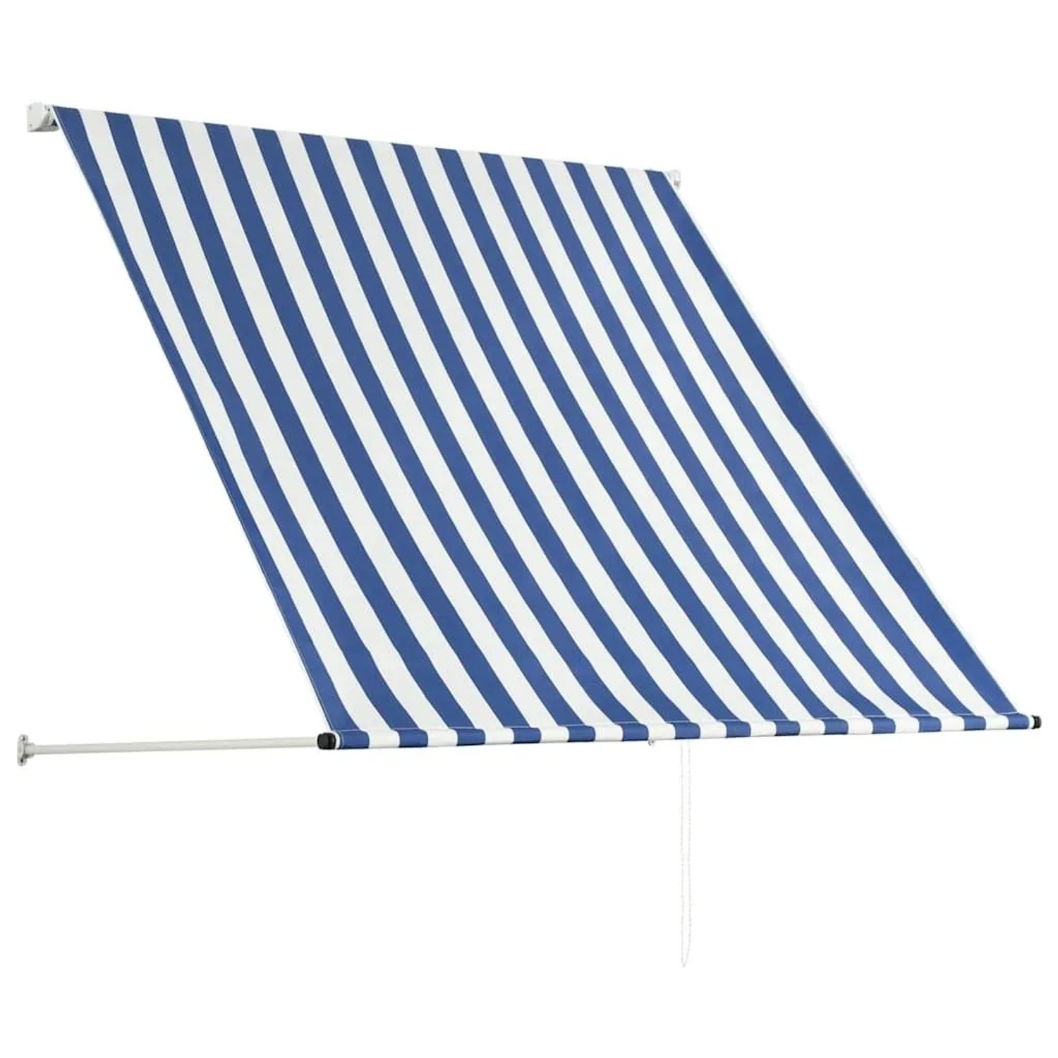 vidaXL Einziehbare Markise, 100x150 cm, blau-weiß gestreift, für Terrasse und Balkon.