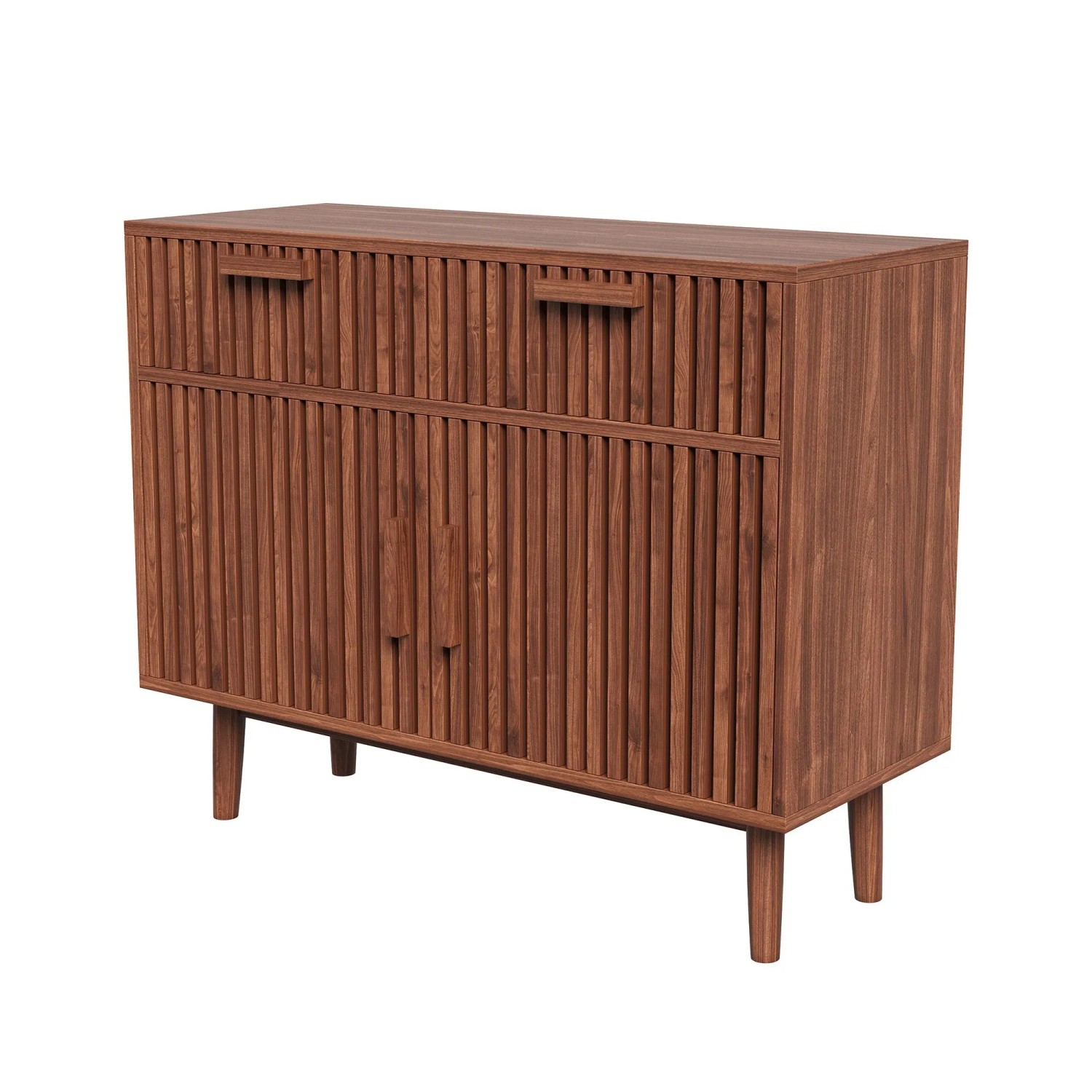 PXloue Sideboard Walnussoptik mit Schubladen und Türen Buffetschrank
